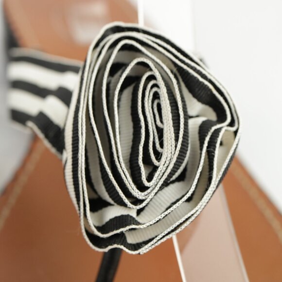 Talbots Womens Sandals Size 9 Black White Crossgrain Ribbon Thong Flip Flops - Picture 7 of 13